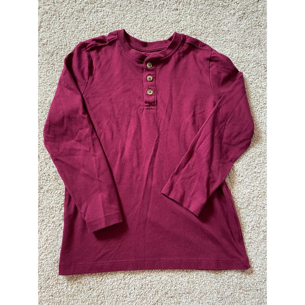 Wonder Nation Boys Burgundy Henley Long Sleeve Shirt Size Small (6-7)